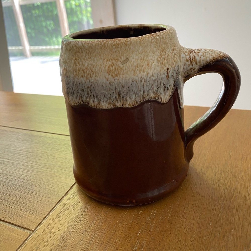 Vintage Brown Drip Coffee Mug Tankard